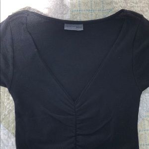 Black Michael Starrs v-neck fitted shirt
